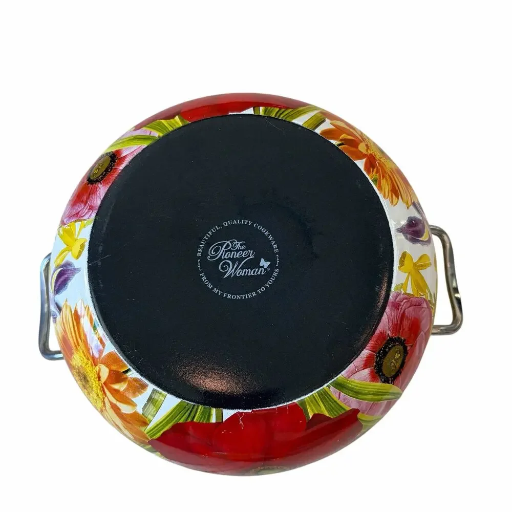 The Pioneer Woman Dutch Oven Floral Enameled Steel 4 QT Stock Pot w/ Lid Retired